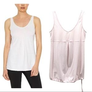 Lucy Pink White Striped Core Up Tunic Tank Small